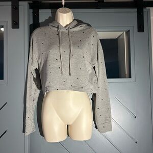 Wild fable grey Star-Patterned cropped Women's Hoodie